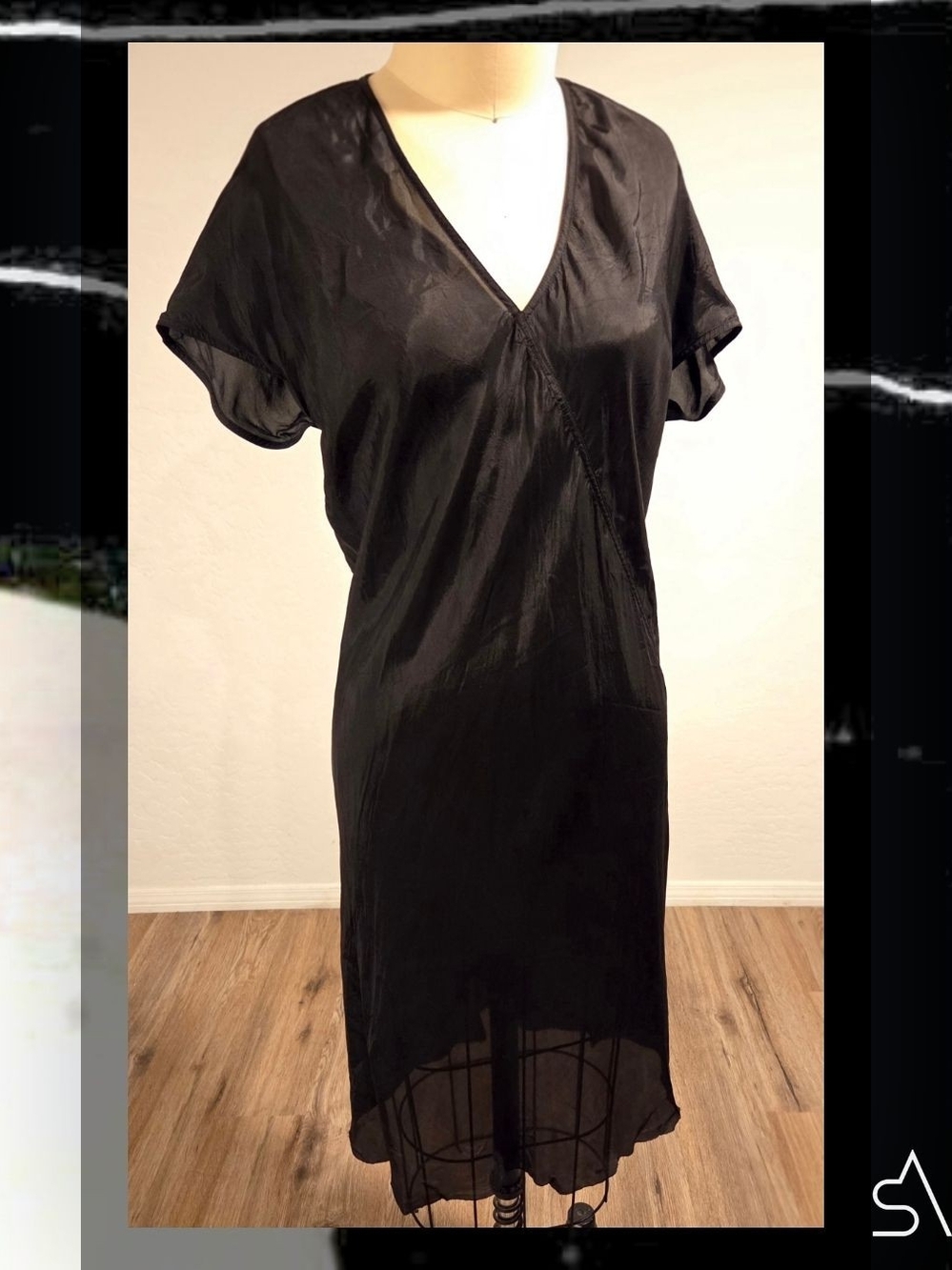Rick Owens Fogachine S/S '22 Deco Dystopia Draped V-Neck Midi Dress Size 4